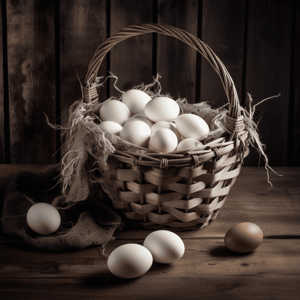 white eggs in basket